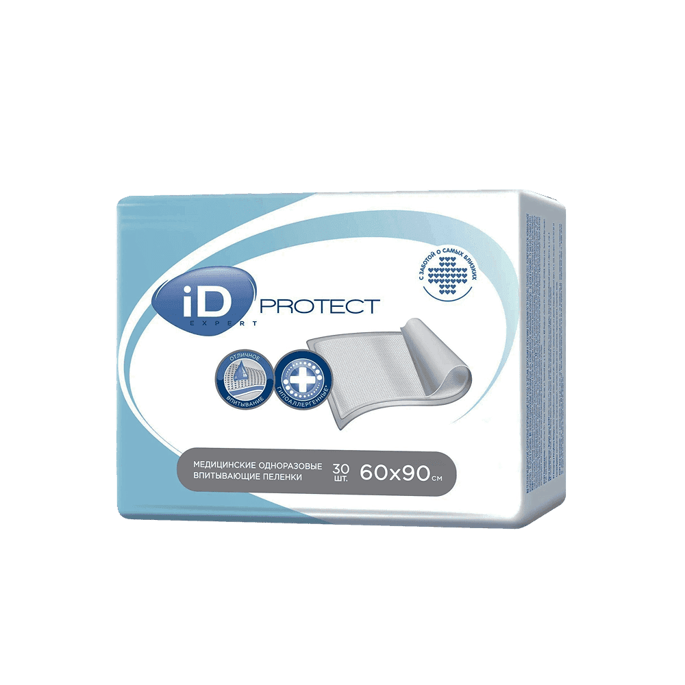 Впитывающие одноразовые пеленки iD Expert Protect 60x90 уп - 30 шт