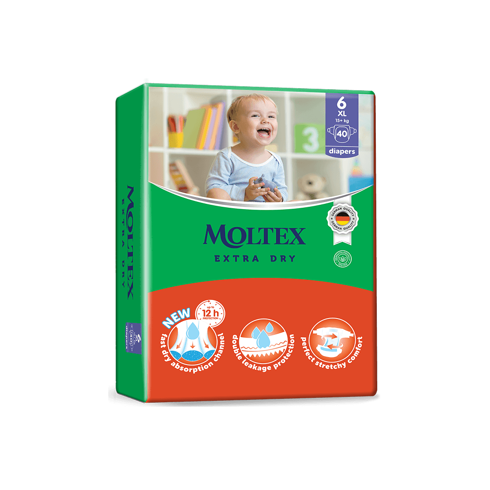 Детские подгузники Moltex Extra Dry XL 15+ кг 40 шт