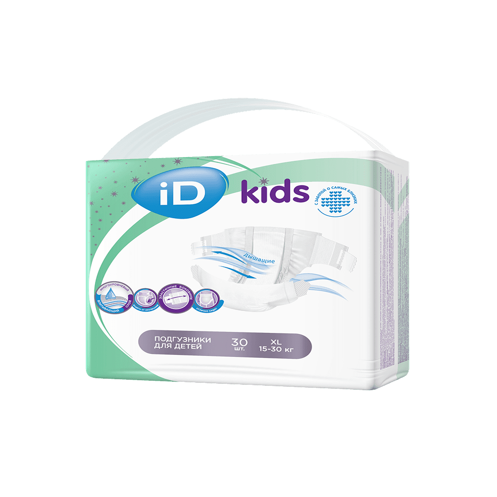 Детские подгузники iD Kids XL 15-30кг 30