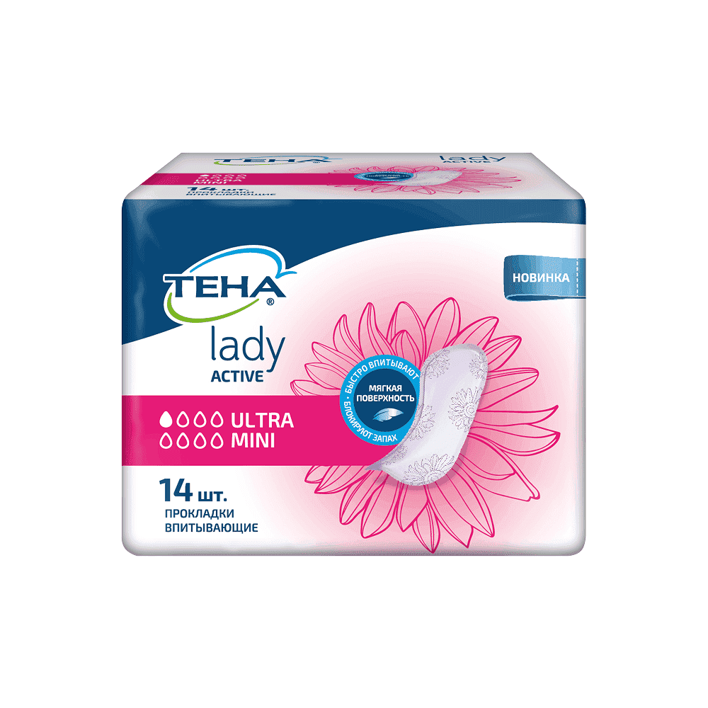 Урологические прокладки ТЕНА Lady Active Ultra Mini 14 шт. 1 капля