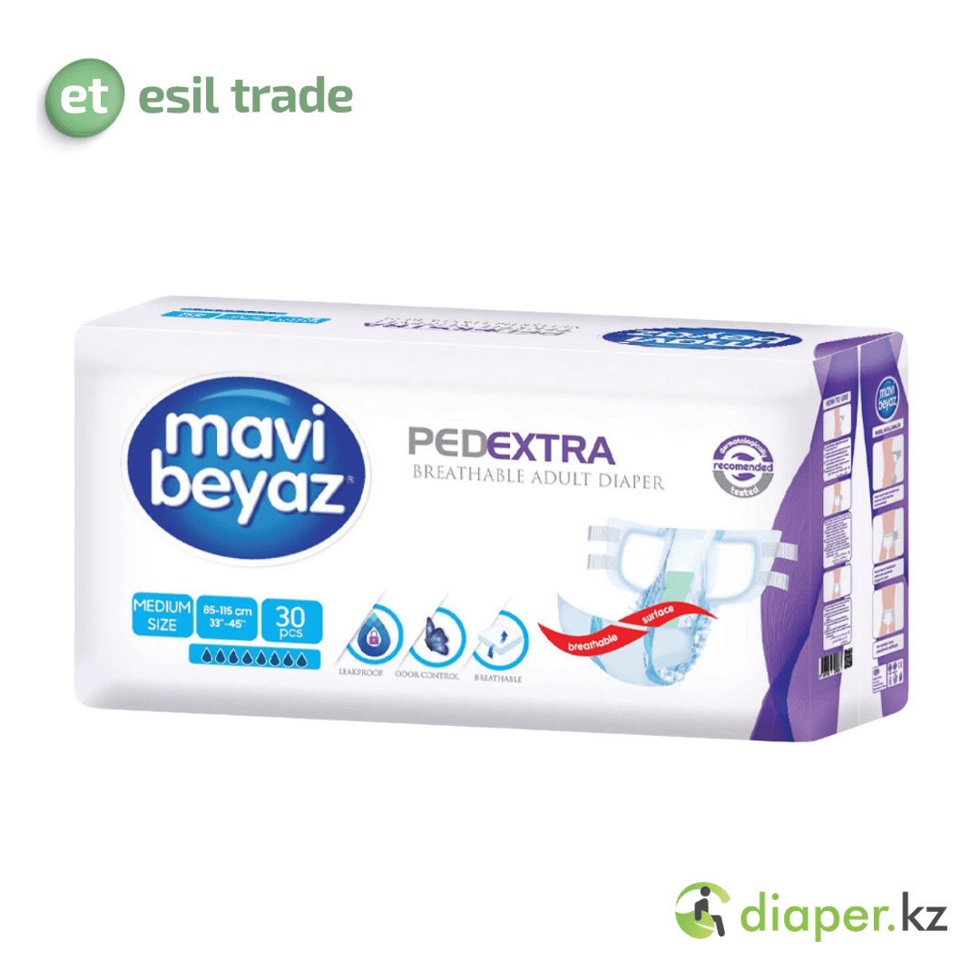 Подгузники для взрослых MAVI BEYAZ MEDIUM 85-115 см 30 PCS 8 капель