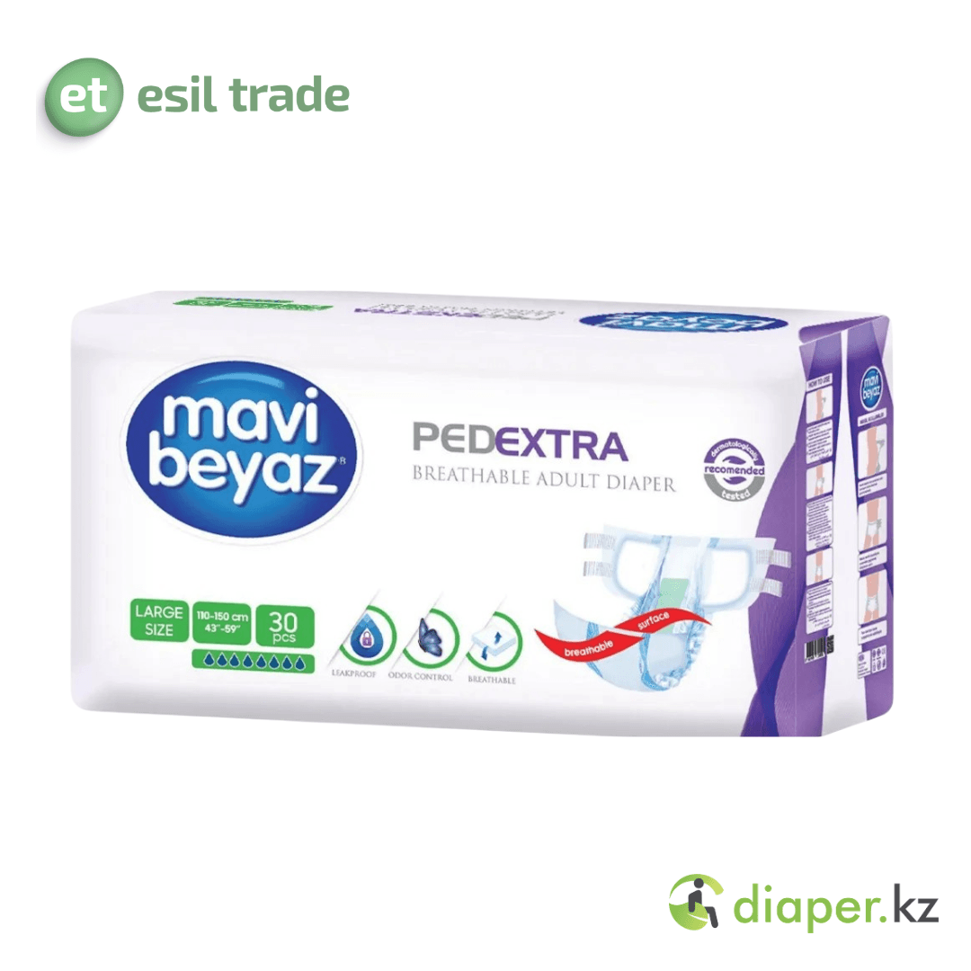 Подгузники для взрослых MAVI BEYAZ LARGE 110-150 см 30 PCS 8 капель