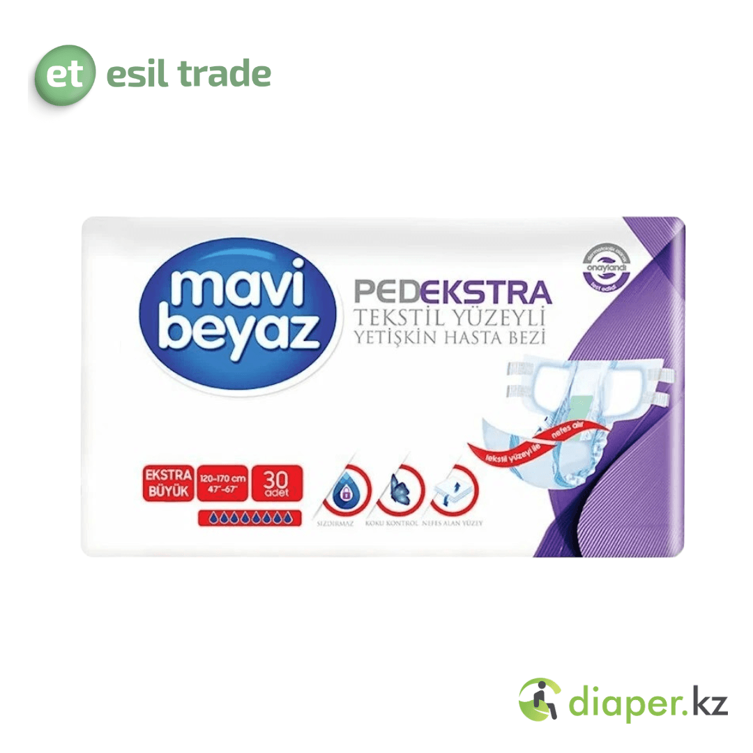 Подгузники для взрослых MAVI BEYAZ XLARGE 120-170 см 30 PCS 8 капель