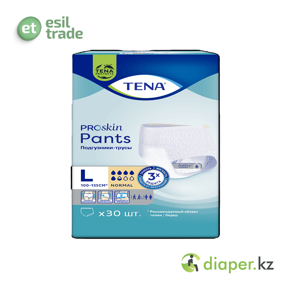 Подгузники - Трусы для взрослых TENA ProSkin Pants Normal L 100 до 135 см 30 шт