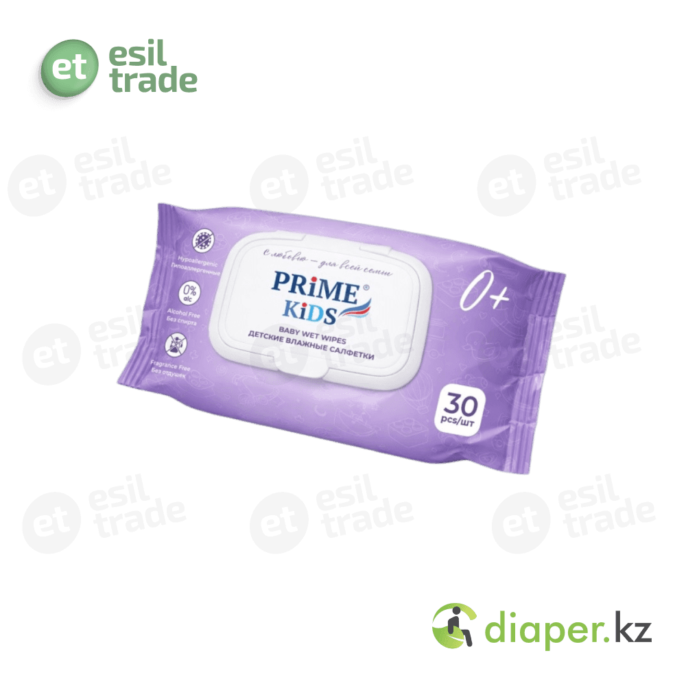 Влажные салфетки «PRIME KIDS» уп 30 шт.