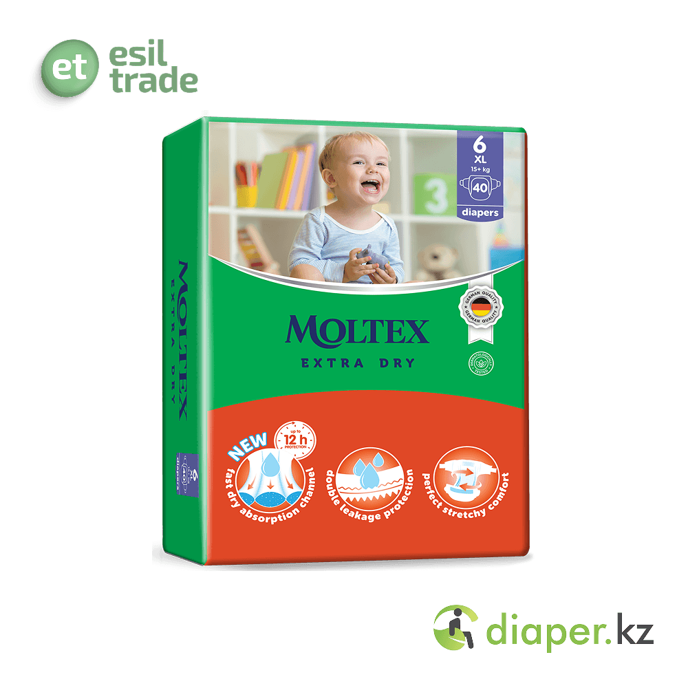 Детские подгузники Moltex Extra Dry XL 15+ кг 40 шт