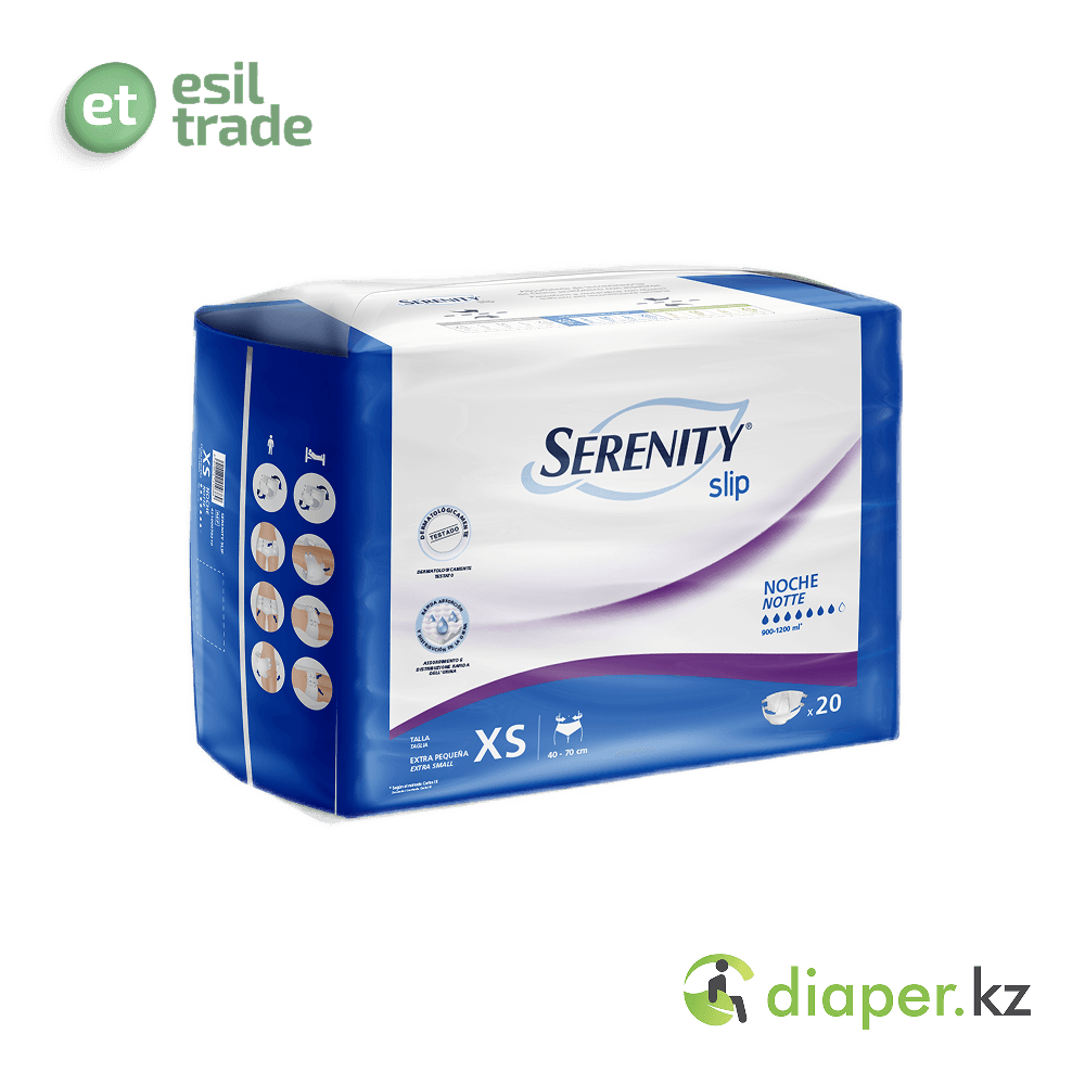 Детские подростковые подгузники Serenity Slip XS 40-70 см, 20 шт