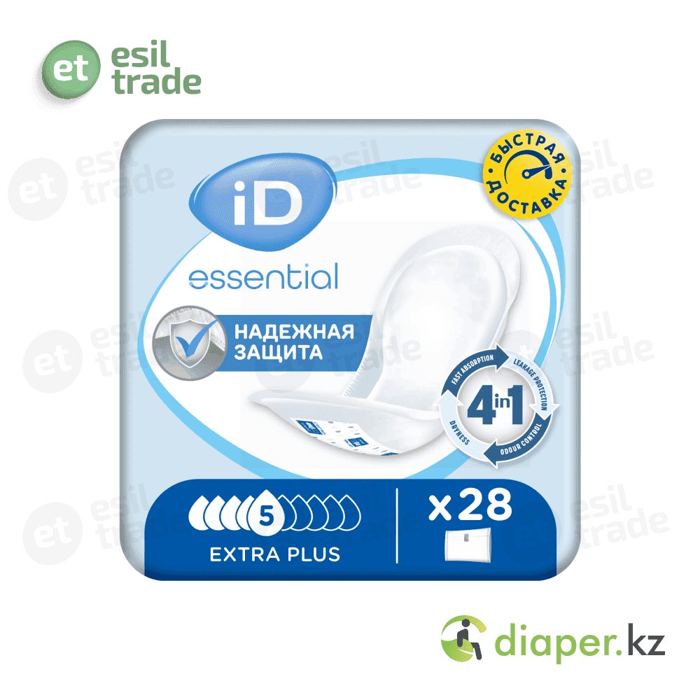Урологические прокладки iD Light Essential Extra Plus 28 шт 5 капель