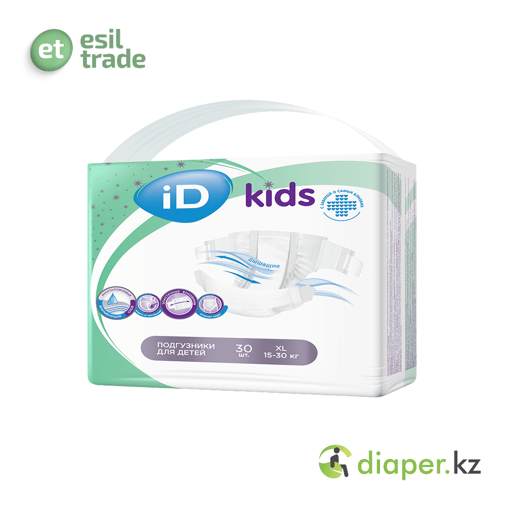 Детские подгузники iD Kids XL 15-30кг 30